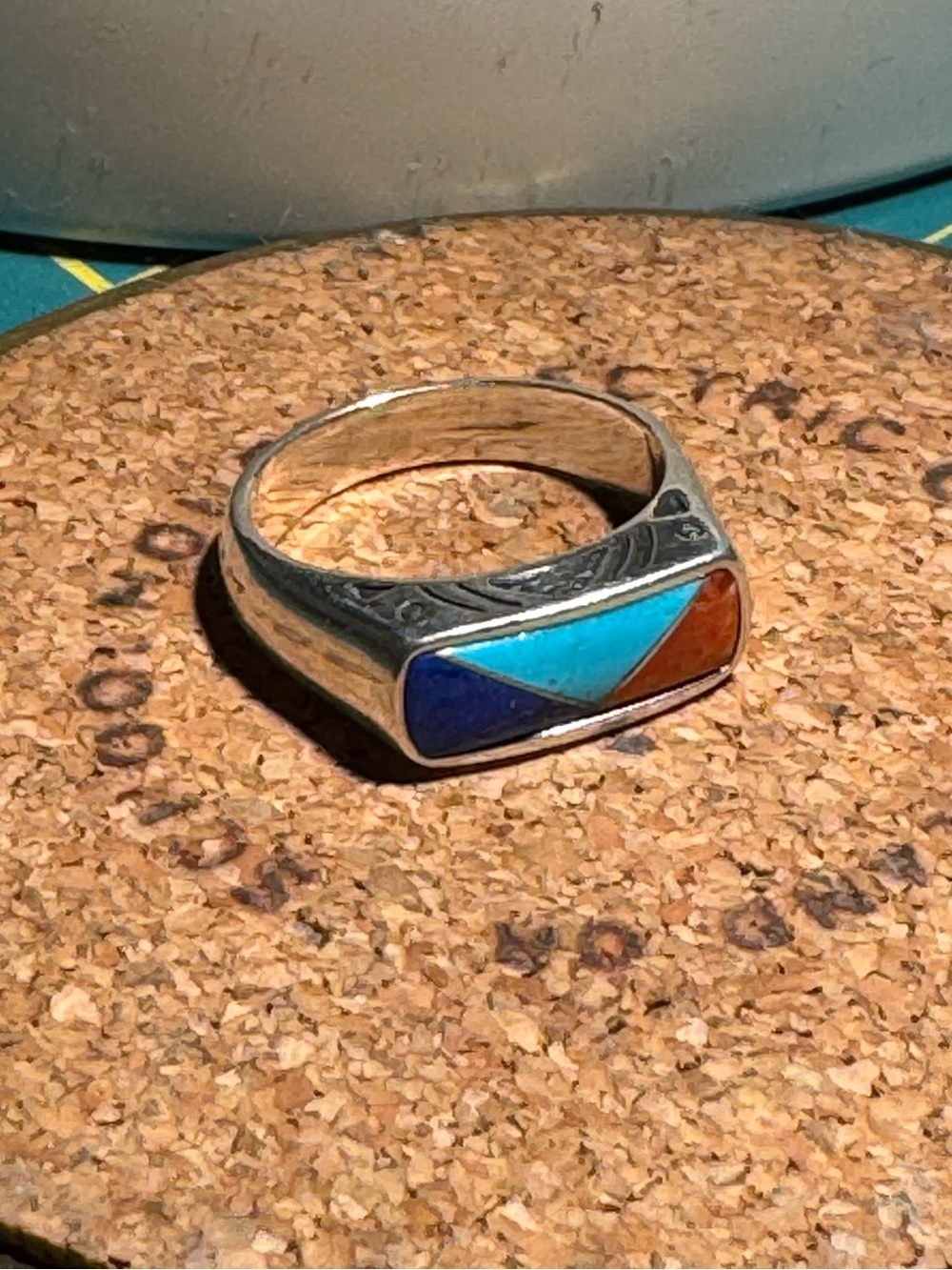 Carolyn Pollack Sterling Ring - Turquoise, Coral, Lapis, Spiny Oyster Size 8